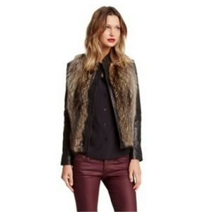 Suzy Shier gorgeous faux fur/leather vest